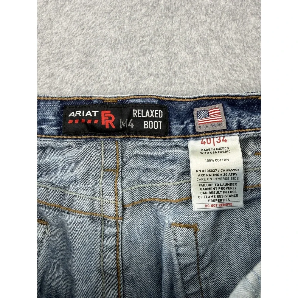 Ariat FR Jeans Men 40x33 Blue Denim M4 Boot Workwear Fire Resistant Lineman